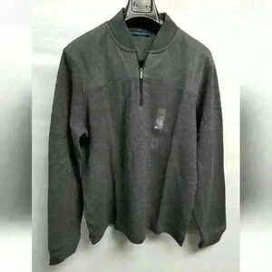 Men's Perry Ellis Quarter Zip Sweater Charcoal Heather $69